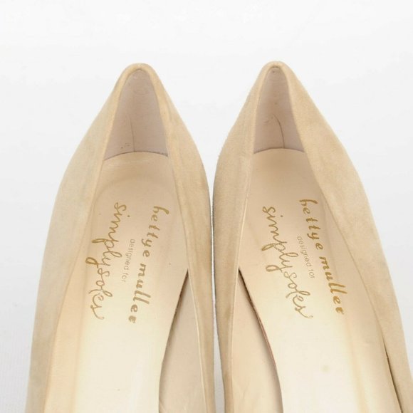 Bettye Muller x Simply Soles Beige Suede Melon Cap Toe High Heel Women 8.5 Italy - Picture 7 of 12